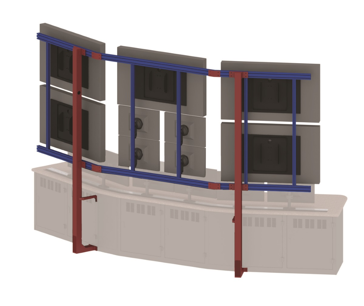 Offered through Winsted&rsquo;s custom division, the Sky Track monitor walls provide the ability to mount multiple large monitors to a console base where wall mounting isn&rsquo;t an option.