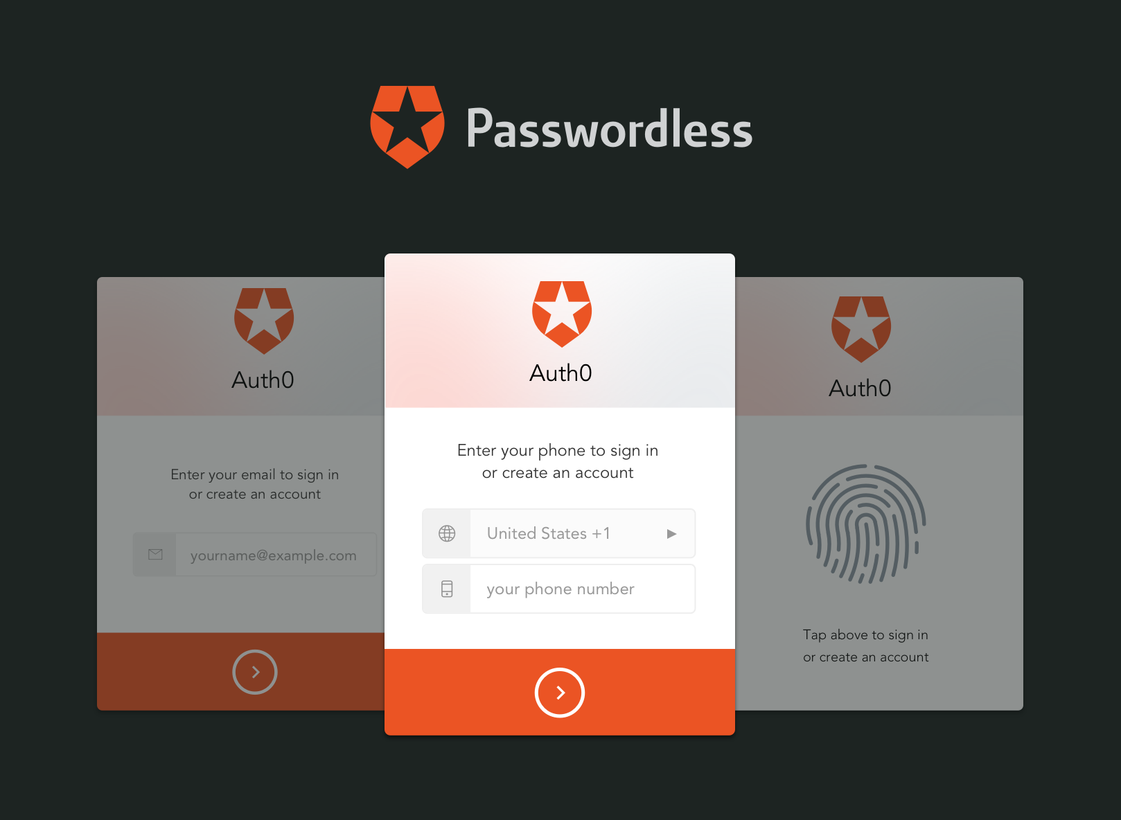 Passwordless authentication uses either a fingerprint, a temporary secret link, a temporary secret code, or a combination of the three to allow access and authenticate a login. The link or code is sent to a user&rsquo;s verified email address or phone number, or is displayed on an authenticator app on their phone