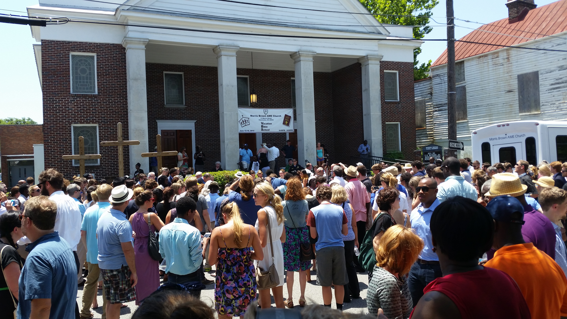 A memorial service at the site of the June Charleston, S.C., church shooting - one of several tragic incidents that have caused a reexamination of security for houses of worship and other 'soft targets.'