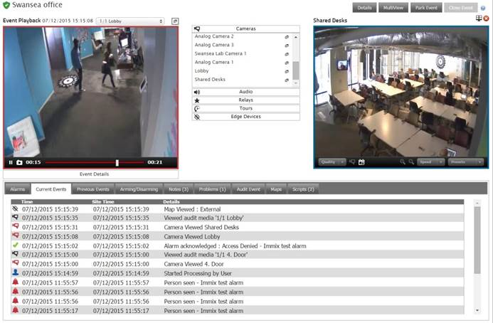 Immix is a video centric software platform designed to receive alarm events. Alarm operators can now view Eagle Eye&rsquo;s video via the SureView Immix user interface, as well as correlate it with alarm events, such as activation of a burglar alarm. Operators can also monitor live video to ensure ongoing safety. The integration was written using the cloud-based Eagle Eye Video API and works as a plug-in to SureView Immix. The integrated solution will appeal to monitoring stations, large corporate organizations, and guard companies.