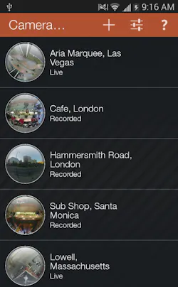 A screenshot of Oncam's new OnVu360 mobile app. A screenshot of Oncam's new OnVu360 mobile app.