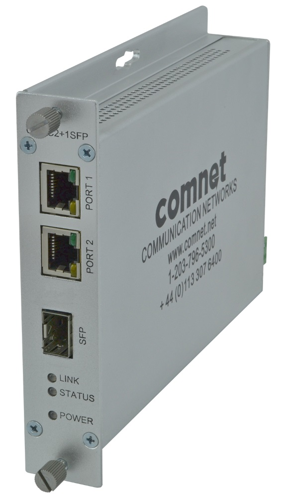 ComNet's new CNMC2+1SFP/M media converter features two TX input ports and a single SFP port for the users&rsquo; choice of fiber type, distance, connector type and speed. The unit features port isolation, allowing the unit to act as two independent media converters while using a single optical fiber for transmission.