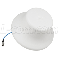 L-com's HyperLink brand HG35805CUPR-NF is an IP67-rated, multi-band, low-PIM, Omni-directional, ceiling-mount antenna specifically designed for in-building wireless networks.