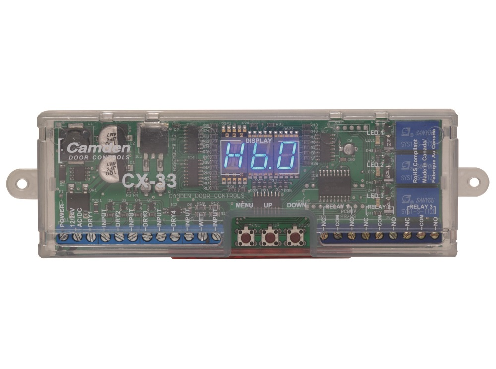 Camden Door Controls has enhanced its popular CX-33 advanced logic door controller with the addition of a built-in 'Lock Down' operating mode.