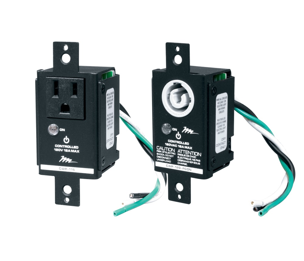 Available with 15A NEMA or 20A Neutrik PowerCON receptacles, the Controlled Wall Plate delivers exceptional value without the complexity and expense of breaker panels or multiple high-/low-voltage boxes.