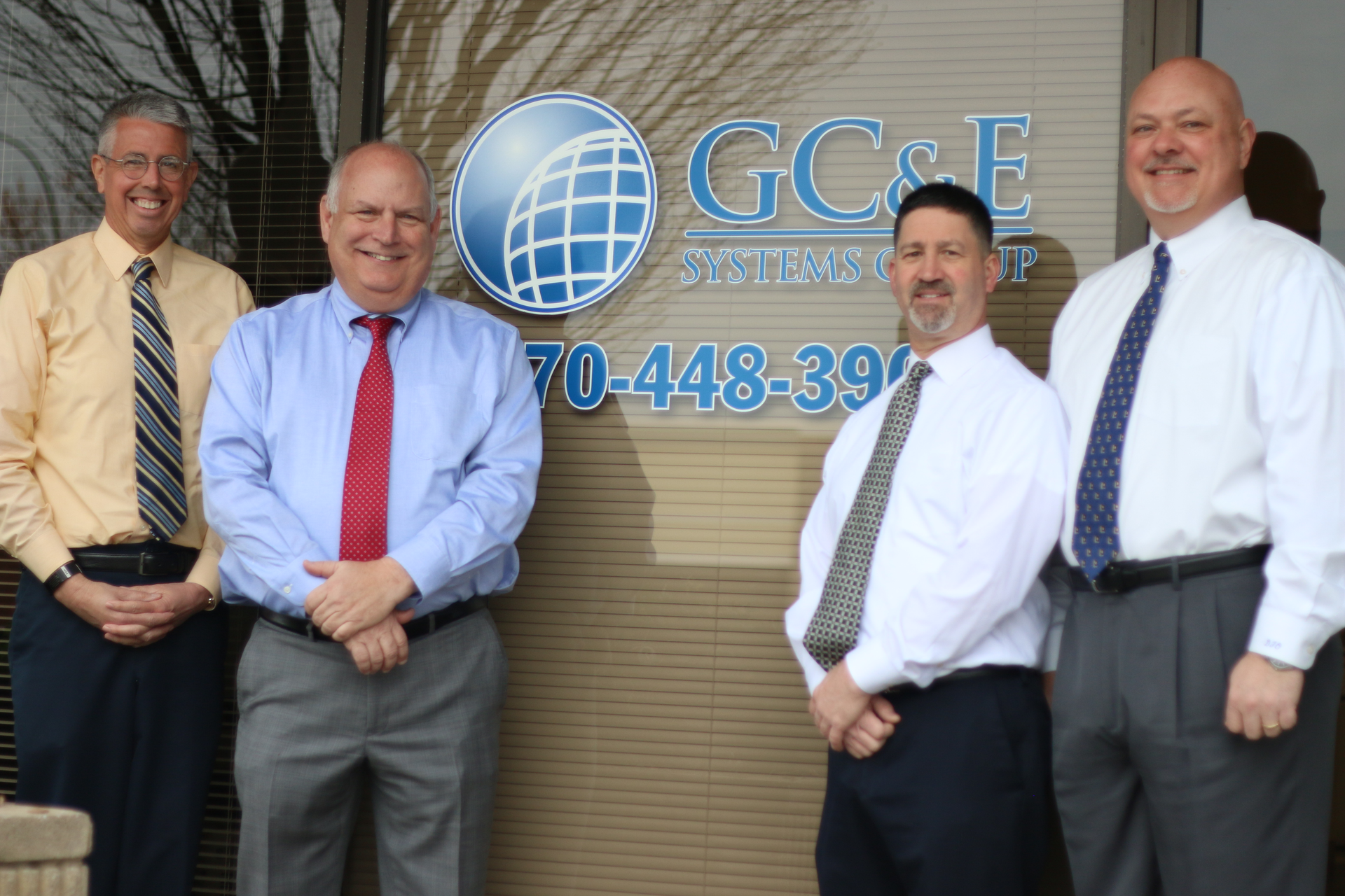 The management team at GC&E Systems Group includes, from left: Ed Ferrell, senior vice president; Jim Mann, vice president of security; Larry Williams, director of operations, and Dan O&rsquo;Sullivan, CEO.