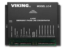 The LC-6 Line Concentrator from Viking Electronics allows six emergency phones to share a single analog phone line. The LC-6 Line Concentrator from Viking Electronics allows six emergency phones to share a single analog phone line.