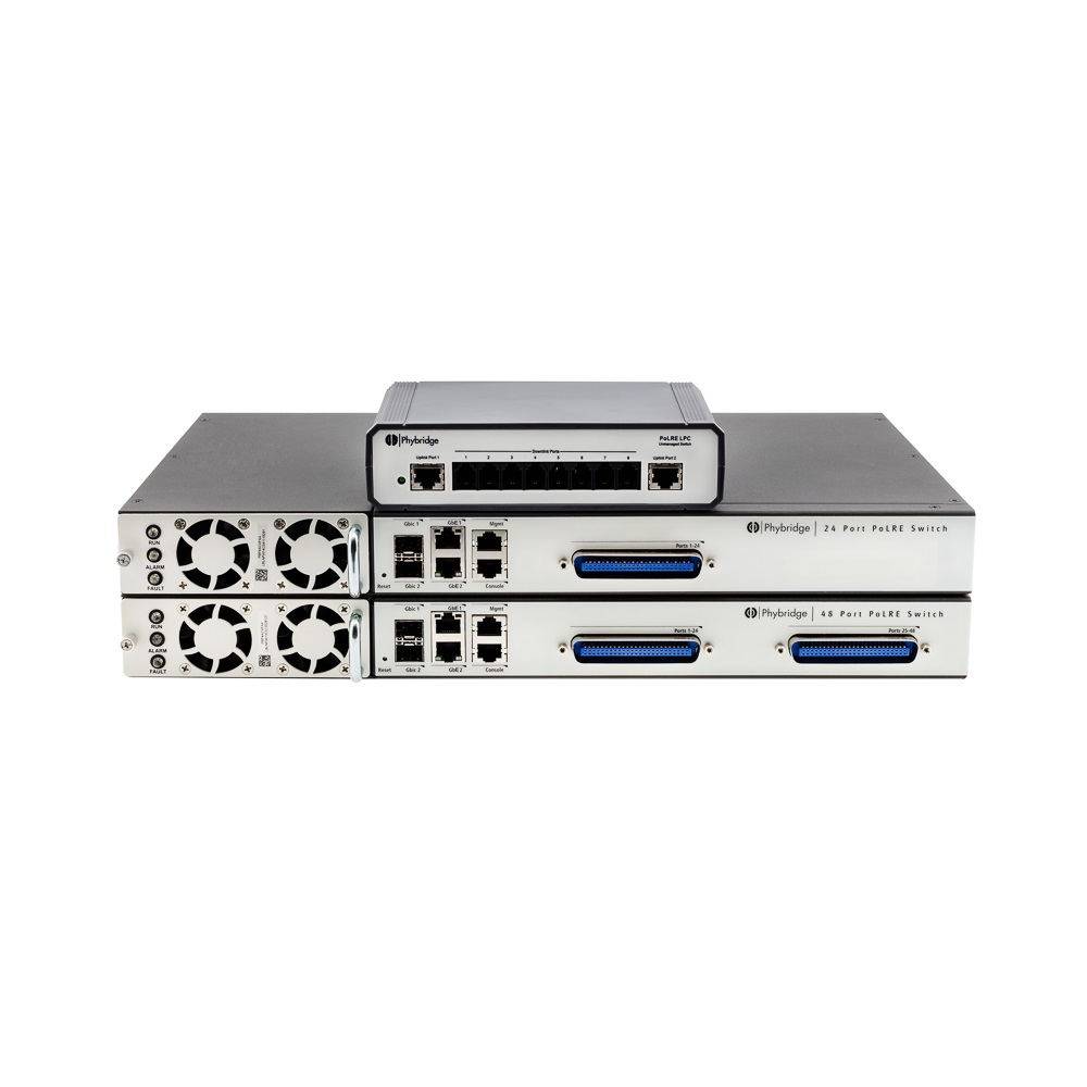 Available in 48- and 24-port managed, and 8-port unmanaged models, each PoLRE switch leverages the existing voice infrastructure to deliver Ethernet and PoE with extended reach capabilities to support IP connectivity up to 1,200ft, 4Xs beyond Ethernet limits.