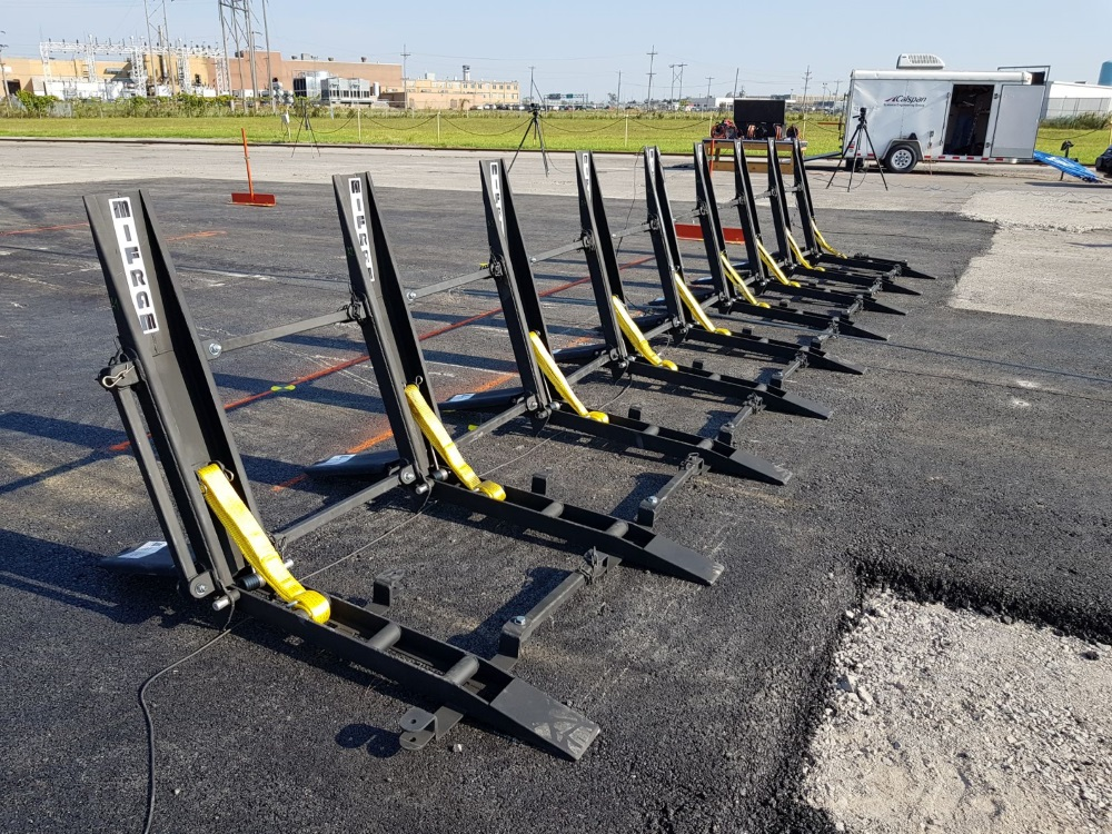 The FBM flat drive-over folded barrier is a multipurpose, portable, fast, effective anti-ram vehicle barrier.