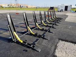 The FBM flat drive-over folded barrier is a multipurpose, portable, fast, effective anti-ram vehicle barrier. The FBM flat drive-over folded barrier is a multipurpose, portable, fast, effective anti-ram vehicle barrier.