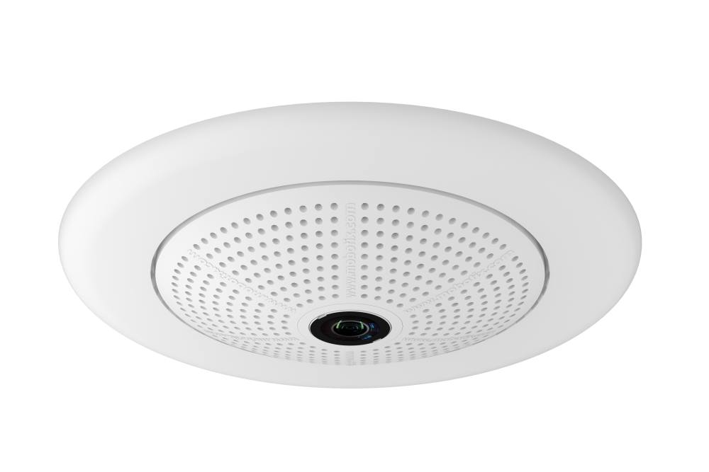 The Mobotix Q26 hemispheric 360-degree panoramic IP camera.