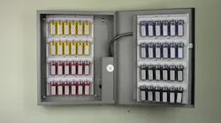 The MedixSafe KARE - Key Access Ready Enclosure - cabinet connects directly to the user's existing access control system via a card reader, allowing users to keep their existing cards. Access to the KARE is then controlled by the existing access control database. The KARE reader features a Wiegand output, so it can be connected to an access control panel. A key override is built right into the electronic lock. The MedixSafe KARE - Key Access Ready Enclosure - cabinet connects directly to the user's existing access control system via a card reader, allowing users to keep their existing cards. Access to the KARE is then controlled by the existing access control database. The KARE reader features a Wiegand output, so it can be connected to an access control panel. A key override is built right into the electronic lock.
