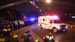 Chicago firefighters and police salute the ambulance carrying the body of Officer Samuel Jimenez outside of the Medical Examiners office at Leavitt and West Harrison streets in Chicago on Nov. 19, 2018. Jimenez was killed at Mercy Hospital today. Chicago firefighters and police salute the ambulance carrying the body of Officer Samuel Jimenez outside of the Medical Examiners office at Leavitt and West Harrison streets in Chicago on Nov. 19, 2018. Jimenez was killed at Mercy Hospital today.