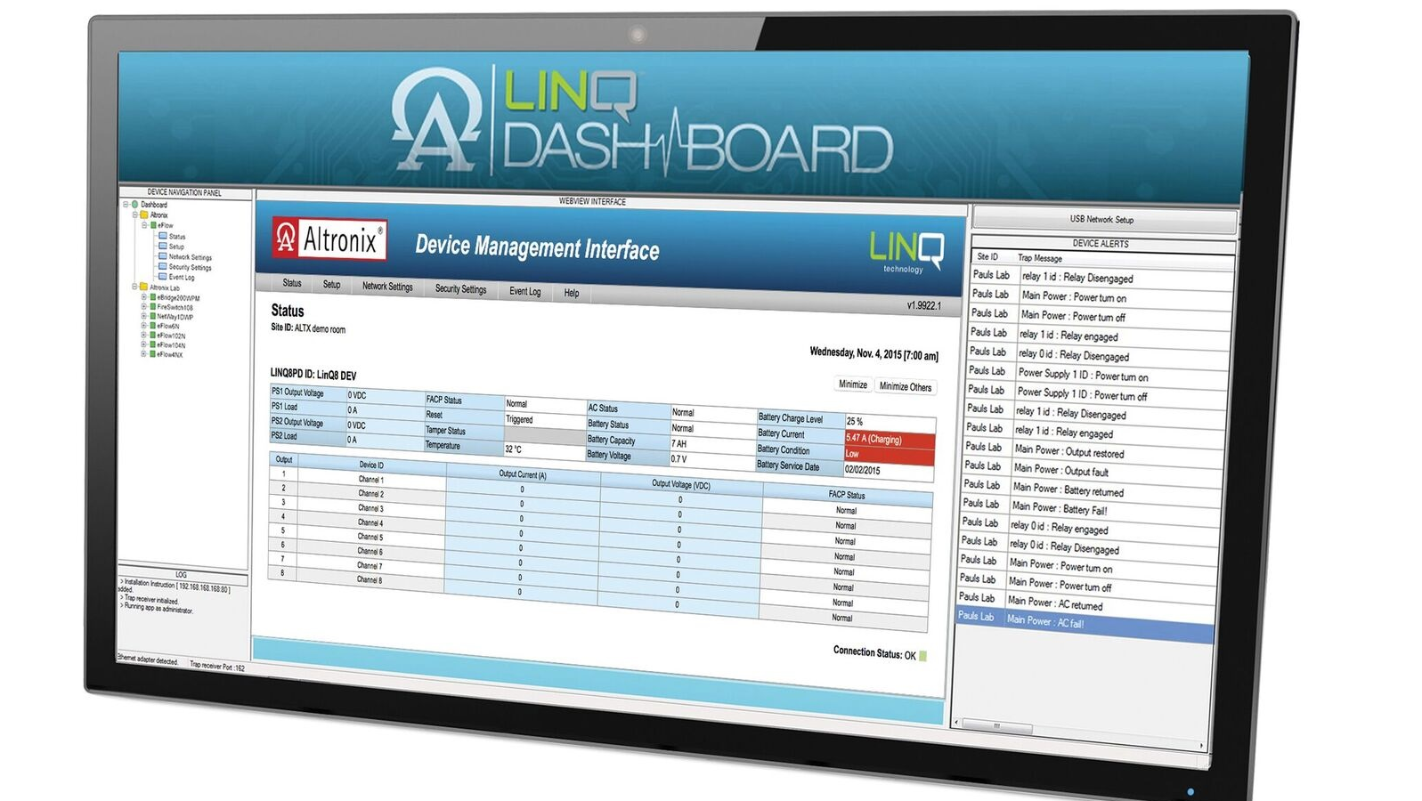 Altronix LINQ dashboard.