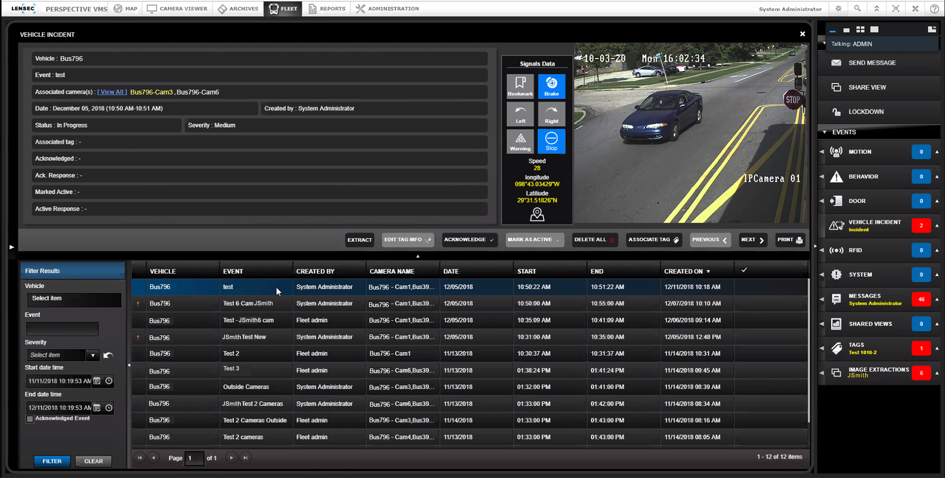 As an integrated security management system, Perspective VMS&circledR; acts as a common operating interface to send and receive communication between field devices in vehicles and security personnel.