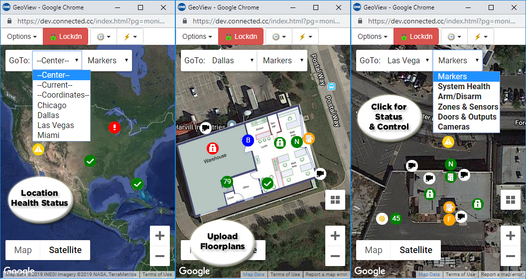 Connected Technologies LLC has released GeoView, a new feature that adds the power of Google Maps to the award-winning Connect ONE&circledR; cloud-hosted security management platform. GeoView allows users to see the status for all locations instantly in a wide-area satellite map and drill down into each location for real-time alarm, health and system monitoring and control. With GeoView, dealers can offer different levels of managed services while the end-user easily interacts with the solution, making for a stickier offering with recurring monthly revenue.