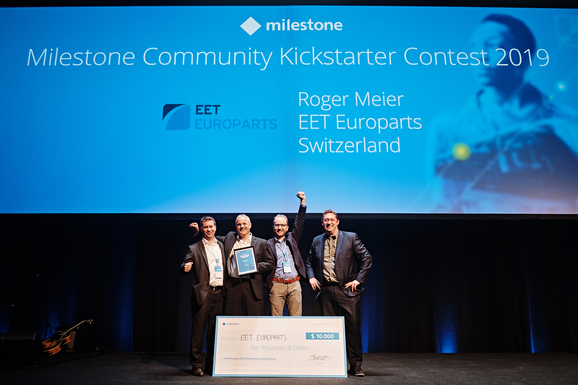 Milestone Systems, the open platform video management software (VMS) company, named Roger Meyer, Managing Director of EET Europarts, the winner of the Milestone Community Kickstarter Contest 2019 during Milestone Community Days (MIPS) in Copenhagen. Innovators from 16 countries submitted ideas to the contest, and four made it to the final round at MIPS in Copenhagen.