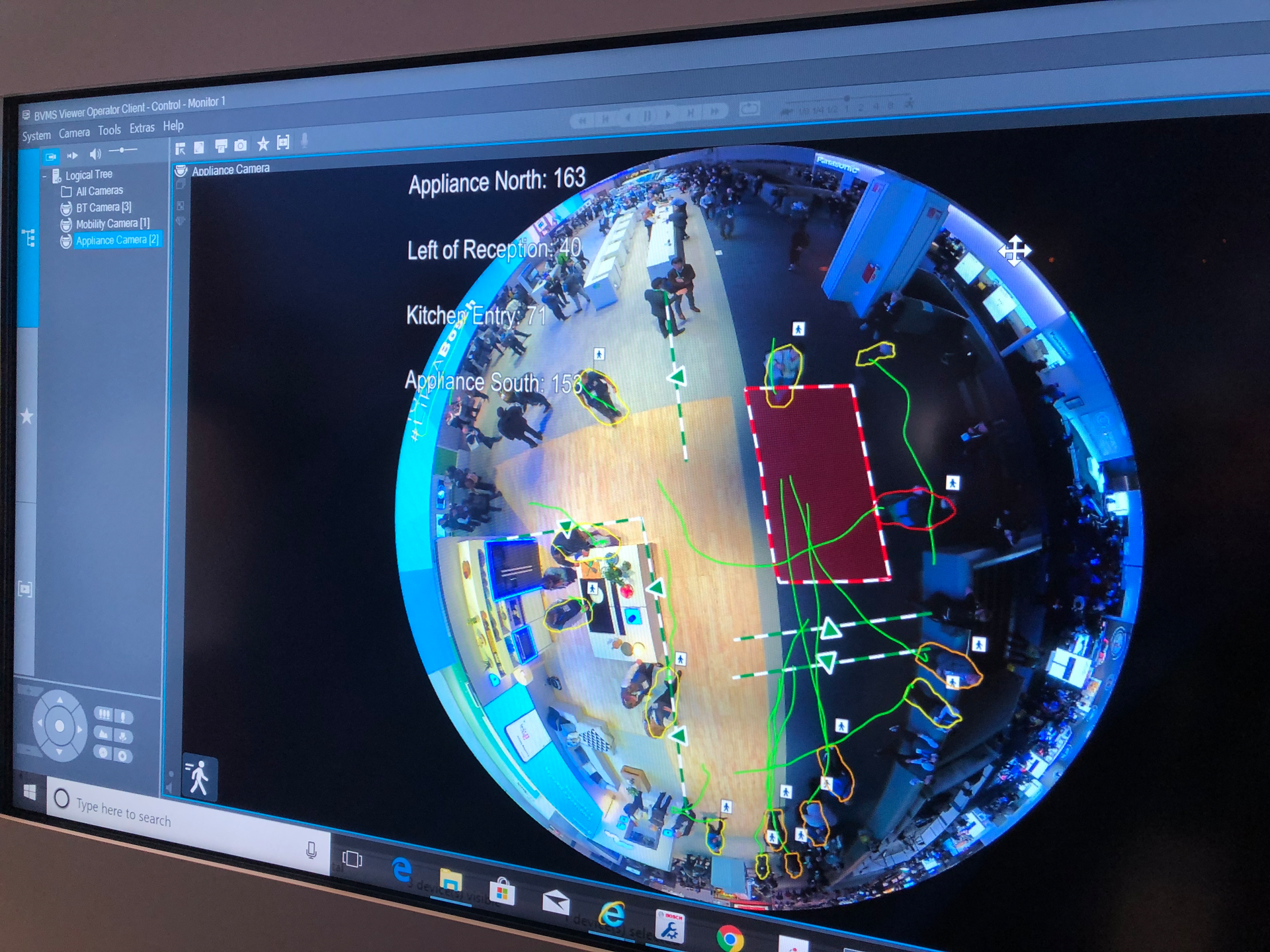 Bosch's retail video analytics demo featured dwell times, people counting and other business-friendly data.