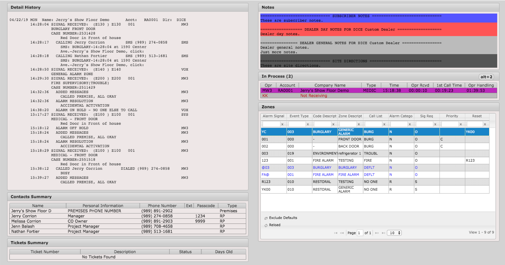 Matrix Monitoring Screen