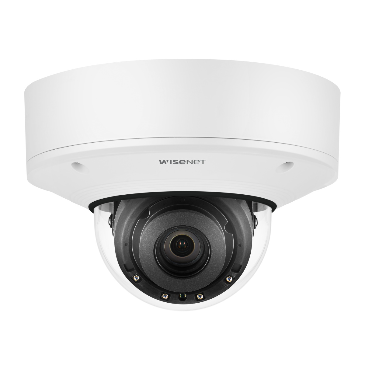 PNV-A9081R &ndash; 4K AI vandal-resistant dome camera with built-in IR illumination.