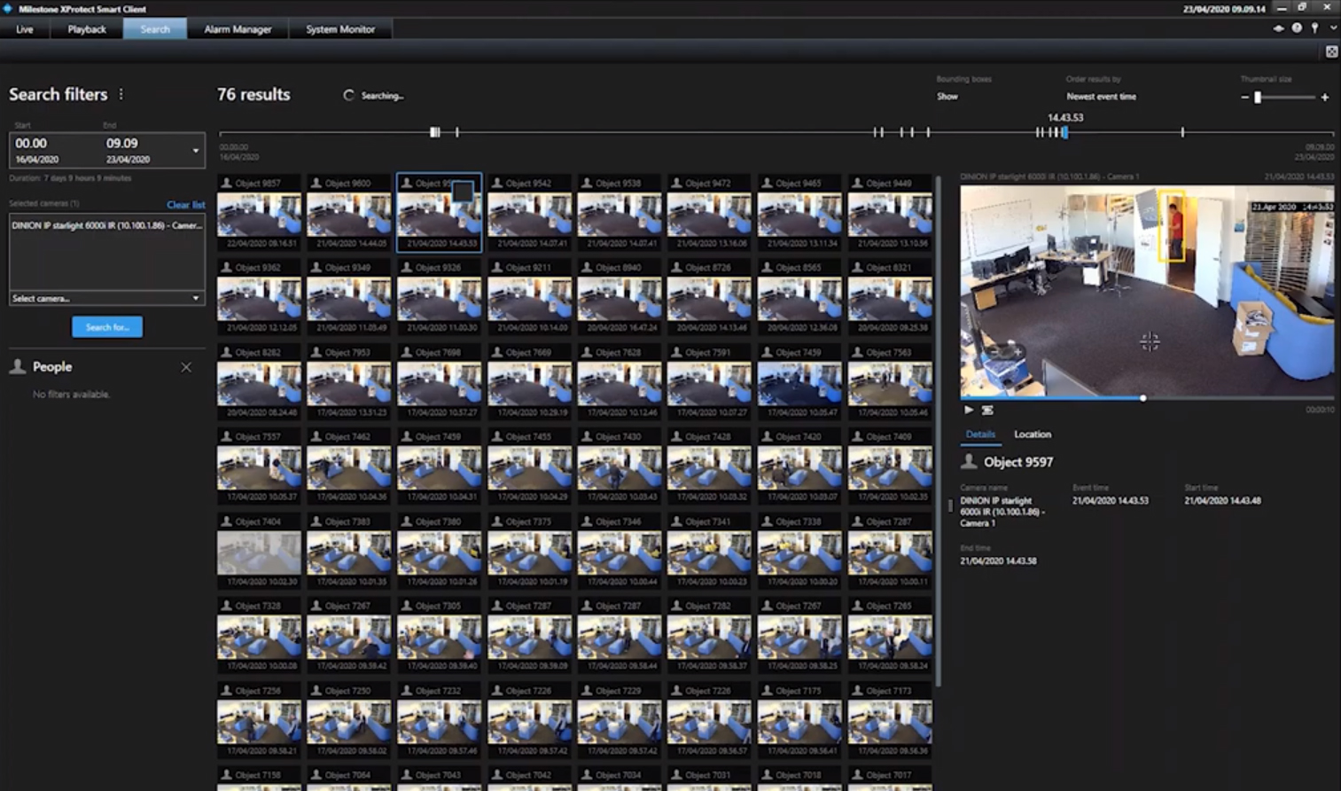 Smart search can looks for people/humans, vehicles and location.
