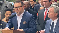 Evan Bernstein (L) speaking at NYC Mayor Bill Deblasio's press conference the day after Pittsburgh Tree of Life shootings Evan Bernstein (L) speaking at NYC Mayor Bill Deblasio's press conference the day after Pittsburgh Tree of Life shootings