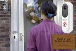 The new Alarm.com video doorbell unveiled at CES uses video analytics to detect a person and notify a homeowner. The new Alarm.com video doorbell unveiled at CES uses video analytics to detect a person and notify a homeowner.