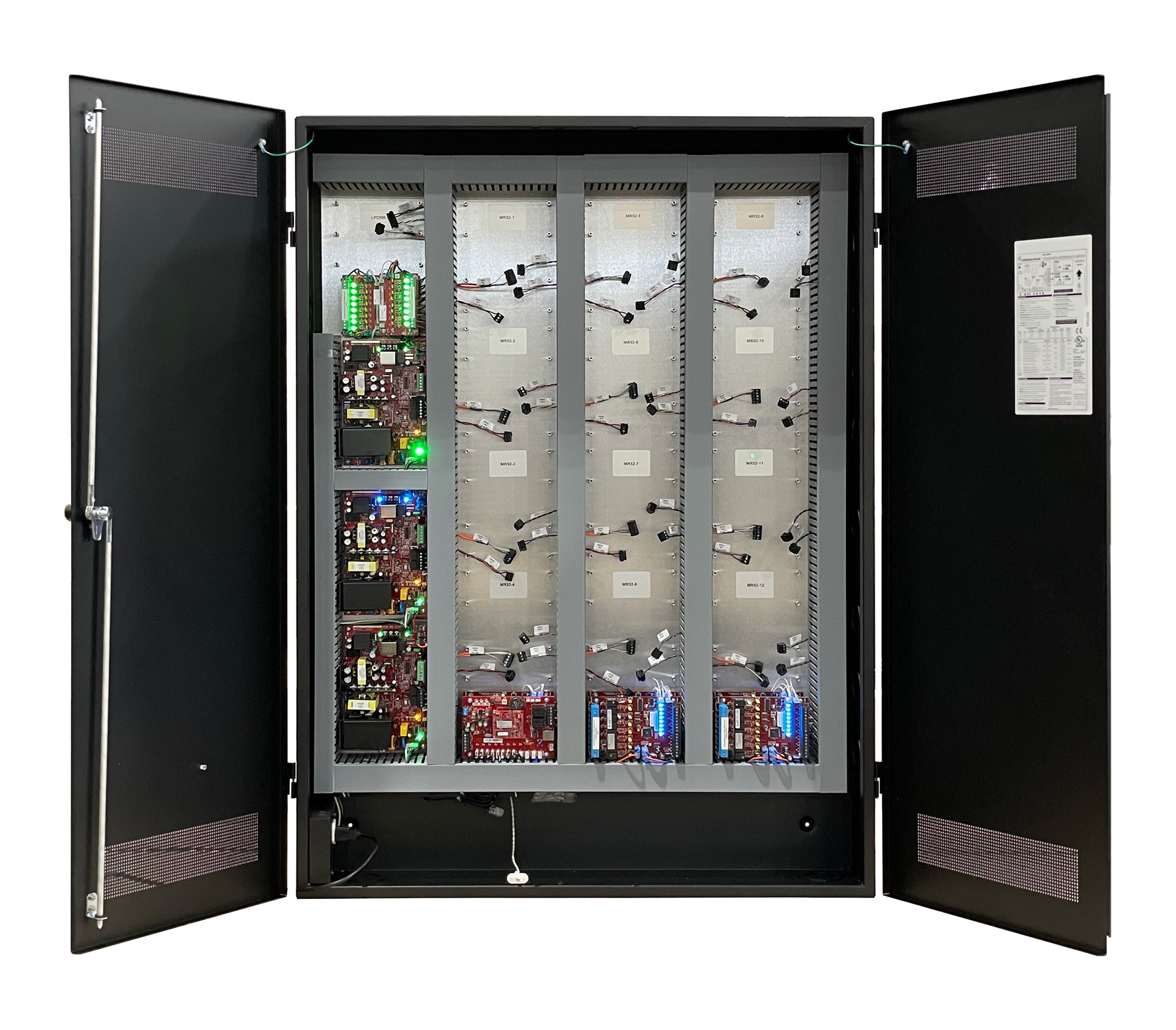 One of the most spacious enclosures in the industry, the E12 is available in Unified Power or ProWire with dimensions of 48 (H) x 36 (W) x 8 (D).