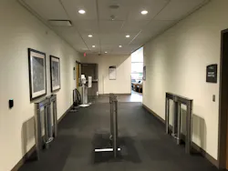 Turnstiles offered security and accountability throughout the hospital facility. Turnstiles offered security and accountability throughout the hospital facility.