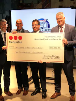 Securitas Electronic Security Inc. (SES) donated $10,000 to the Tunnel to Towers (T2T) Foundation. Securitas Electronic Security Inc. (SES) donated $10,000 to the Tunnel to Towers (T2T) Foundation.