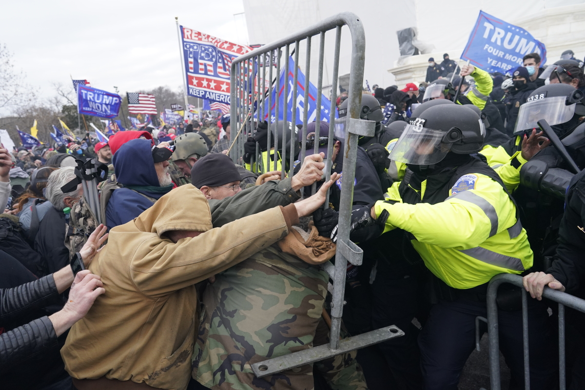 Former President Donald Trump's supporters storm the U.S. Capitol in an effort to overturn the 2020 election results on Jan. 6, 2021, in Washington, D.C.