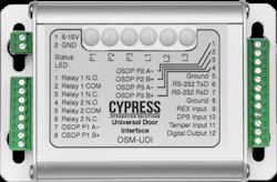The Cypress OSDP Universal Door Interface (OSM-UDI) is used with an OSDP reader and an OSDP panel to control and monitor door hardware through OSDP messages. The Cypress OSDP Universal Door Interface (OSM-UDI) is used with an OSDP reader and an OSDP panel to control and monitor door hardware through OSDP messages.