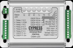 The Cypress OSDP Universal Door Interface (OSM-UDI) is used with an OSDP reader and an OSDP panel to control and monitor door hardware through OSDP messages. The Cypress OSDP Universal Door Interface (OSM-UDI) is used with an OSDP reader and an OSDP panel to control and monitor door hardware through OSDP messages.