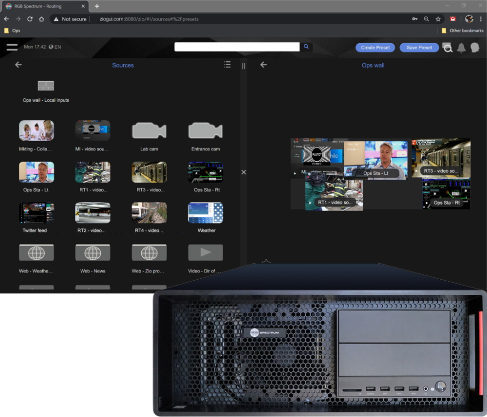 The Zio 4000 enables complex visualization and enhanced situational awareness by simultaneously displaying multiple video sources onto any size video wall or even across multiple walls, with various size models supporting from 2 to 128 displays.