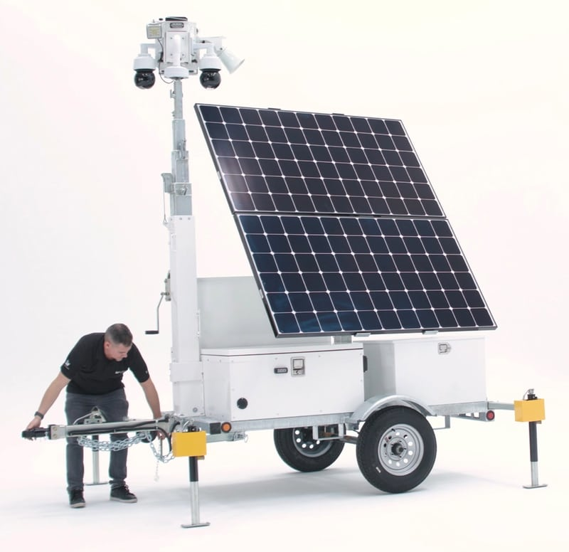 The video arrays can be transported to specific exterior locations and powered via solar and supplemented by fuel-cell generators.