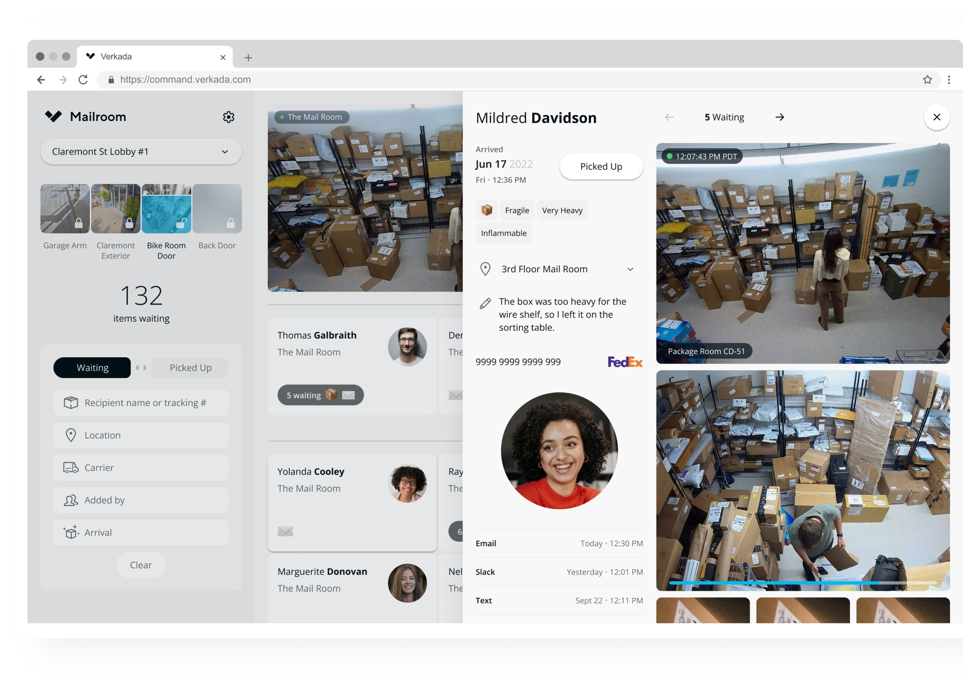 Verkada Mailroom