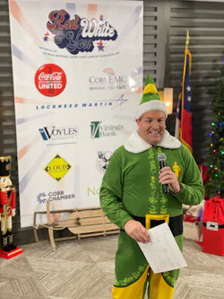 John Loud emceed a charity event as Buddy the Elf. John Loud emceed a charity event as Buddy the Elf.