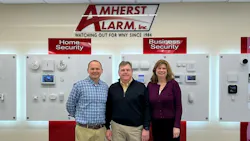 Eric Garner, President of Pye-Barker’s Alarm Division, pictured here with Tim and Maryann Creenan of Amherst Alarm. Eric Garner, President of Pye-Barker’s Alarm Division, pictured here with Tim and Maryann Creenan of Amherst Alarm.