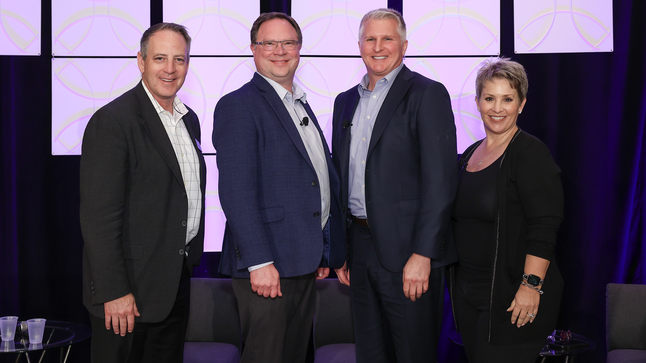 PSA CEO Matt Barnette moderated the annual State of the Integrator panel, which included (from left) Jamie Vos, Ryan Kaltenbaugh and Dee Ann Harn.