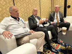 SIA Chairman Scott Dunn (center), SIA Executive Committee member Mike Mathes (left) and SIA CEO Don Erickson discuss the organization’s most recent market index, the specter of artificial intelligence, recruitment efforts and more with trade press at ISC West 2024. SIA Chairman Scott Dunn (center), SIA Executive Committee member Mike Mathes (left) and SIA CEO Don Erickson discuss the organization’s most recent market index, the specter of artificial intelligence, recruitment efforts and more with trade press at ISC West 2024.