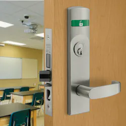 Classroom locks should ideally have a visual indicator so that the condition of the lock (locked or unlocked) is visible from inside the room. Classroom locks should ideally have a visual indicator so that the condition of the lock (locked or unlocked) is visible from inside the room.