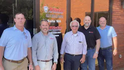 From left to right: Rod DiBona, COO of Pye-Barker's Sprinkler Division; Casey Milhorn, CEO and Co-owner at Allstar Fire Protection; Glenn Harris, Allstar Co-founder; Shannon Day, Allstar CFO; and Justin Merrick, VP at Pye-Barker, celebrate the partnership in Nashville. From left to right: Rod DiBona, COO of Pye-Barker's Sprinkler Division; Casey Milhorn, CEO and Co-owner at Allstar Fire Protection; Glenn Harris, Allstar Co-founder; Shannon Day, Allstar CFO; and Justin Merrick, VP at Pye-Barker, celebrate the partnership in Nashville.