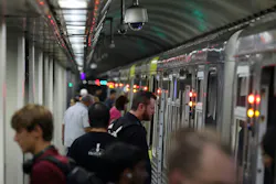 Passengers enter and exit a train under surveillance cameras at the CTA Jackson Blue Line station in Chicago on Aug. 28, 2024. Passengers enter and exit a train under surveillance cameras at the CTA Jackson Blue Line station in Chicago on Aug. 28, 2024.