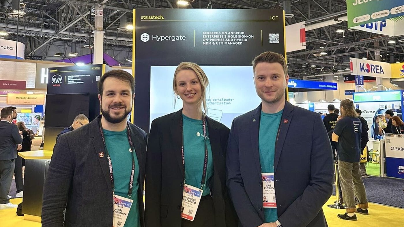 We met with (from left) Hypergate co-founder and CEO Lukas Sch&ouml;nb&auml;chler, Nicky van der Eem, and Kris Putrins, who walked us through a demo of the Single Sign-On (SSO) technology.