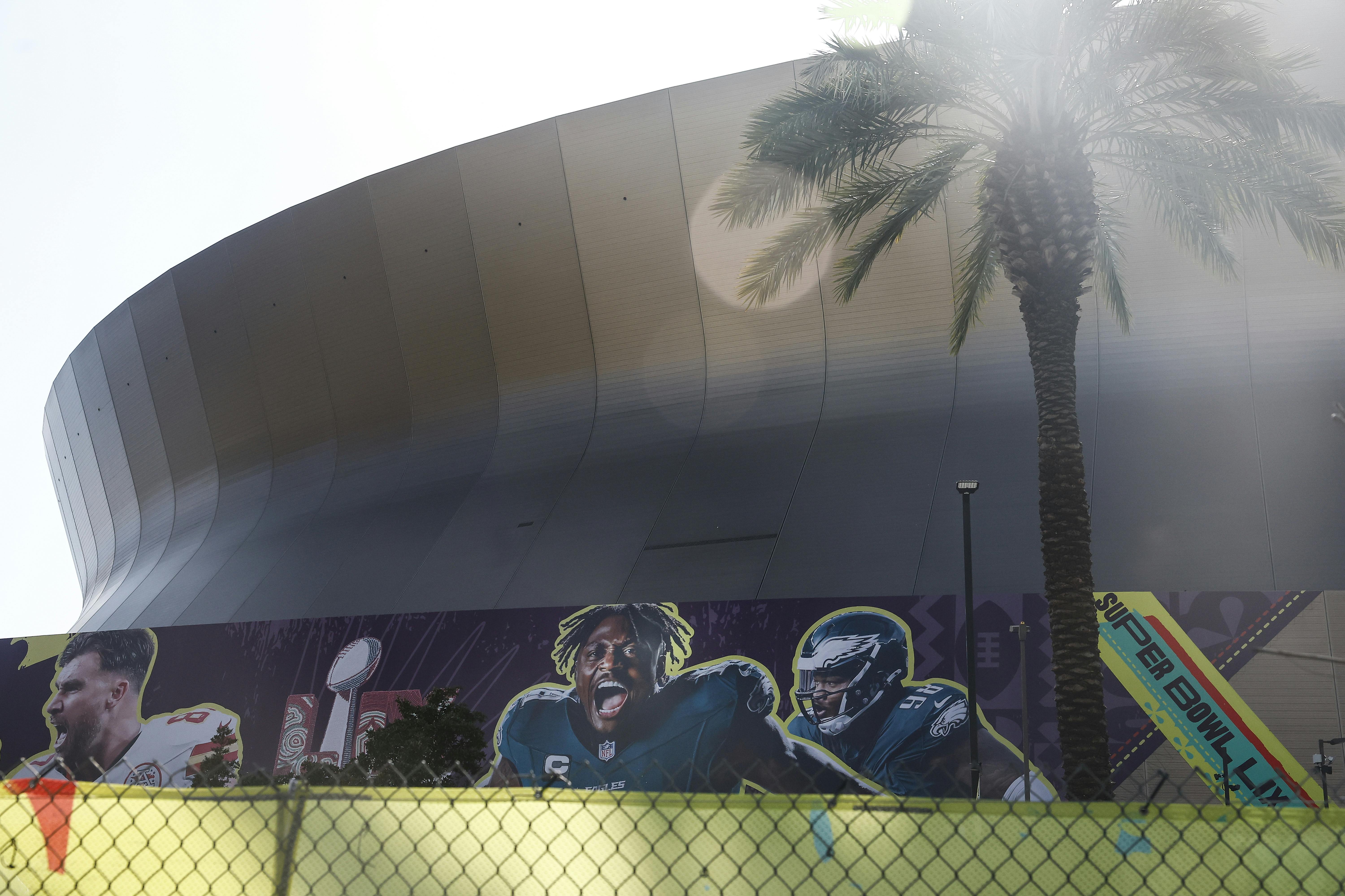 Caesars Superdome in New Orleans, the site of Super Bowl LIX between the Kansas City Chiefs and Philadelphia Eagles.
