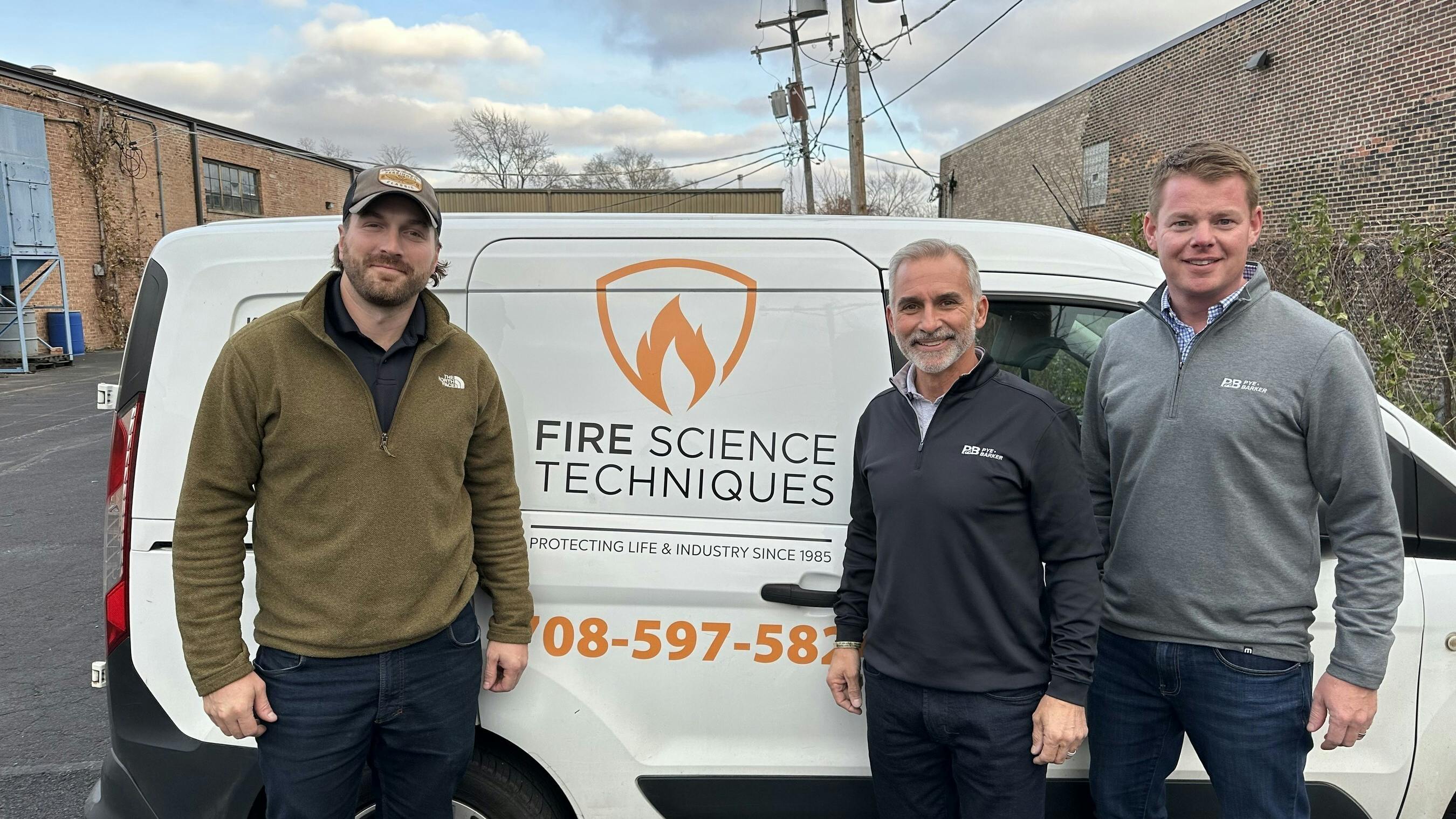L-R: Fire Science Techniques owner Michael Stephany, Pye-Barker's Chuck Reimel and Chris Jensen