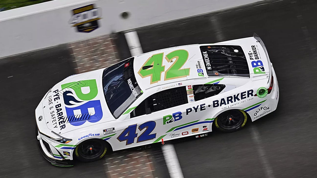 The #42 Pye-Barker Fire & Safety car during the 2024 season.