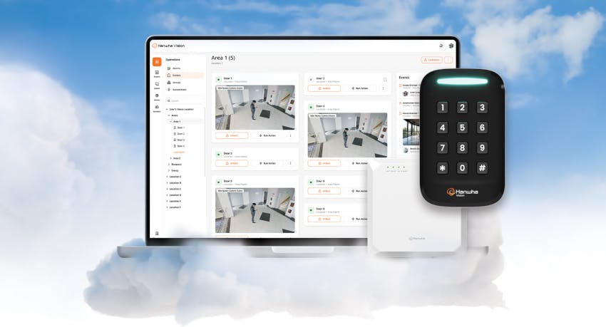 Hanwha Vision&rsquo;s OnCAFE platform provides cloud-hosted access control with centralized management, scalability and integration with video surveillance systems.