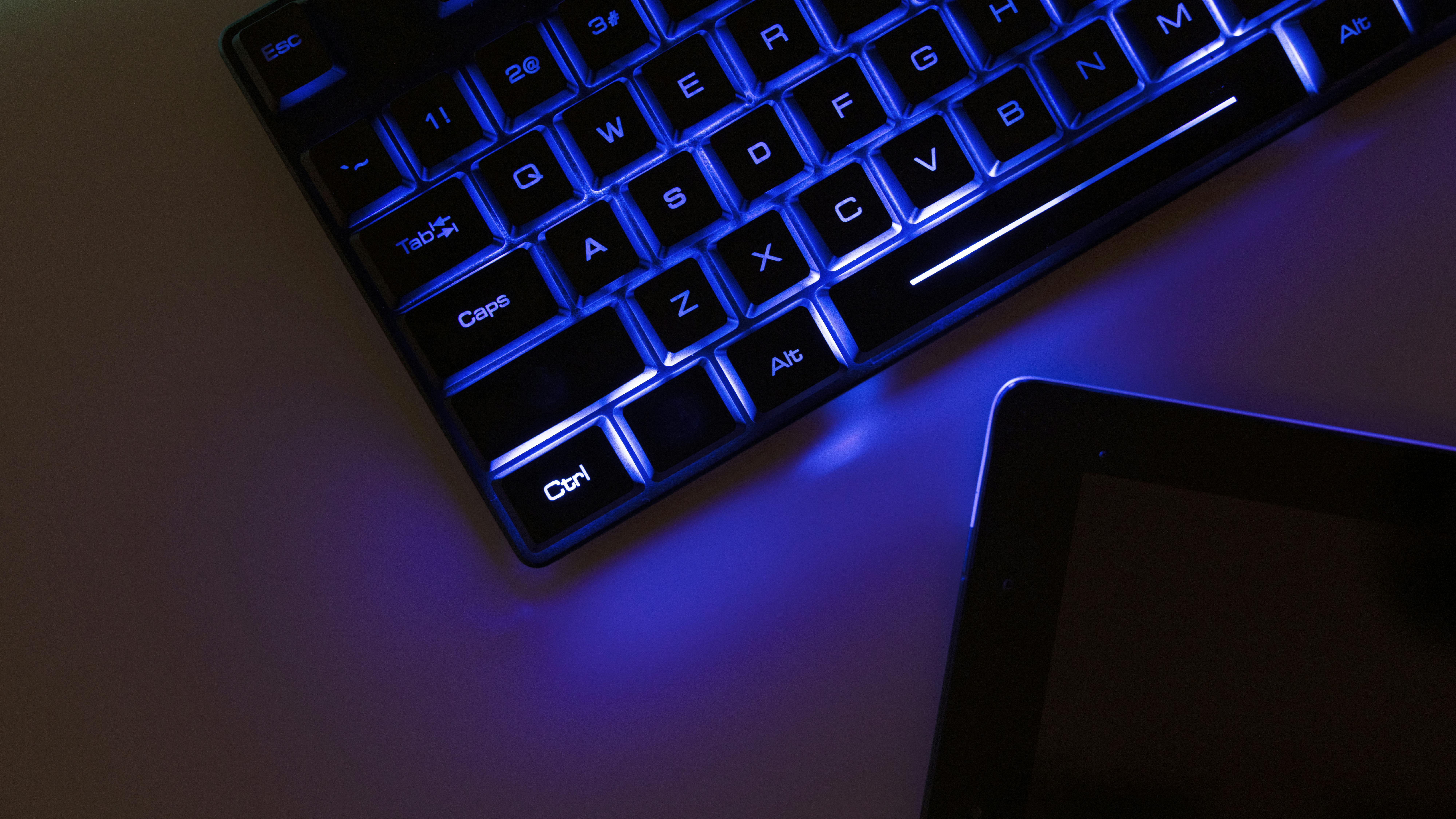 68c45bcf7b1aaf2cfa53b495 Viewneonilluminatedgamingdesksetupwithkeyboard