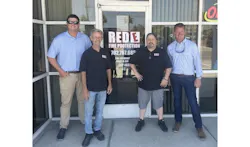 Pye-Barker and Red E Fire team members at the newly acquired company's headquarters in Las Vegas. Pye-Barker and Red E Fire team members at the newly acquired company's headquarters in Las Vegas.